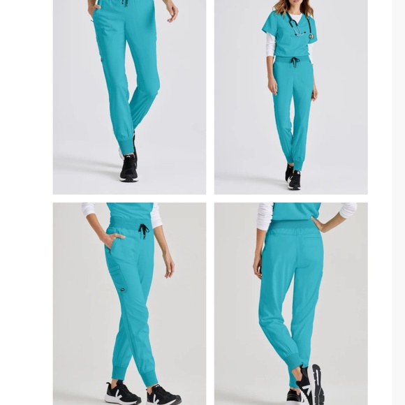 EDEN 5-POCKET MID-RISE JOGGER SCRUB PANT GREY'S ANATOMY™ Size Small Indigo NWT - Picture 4 of 5